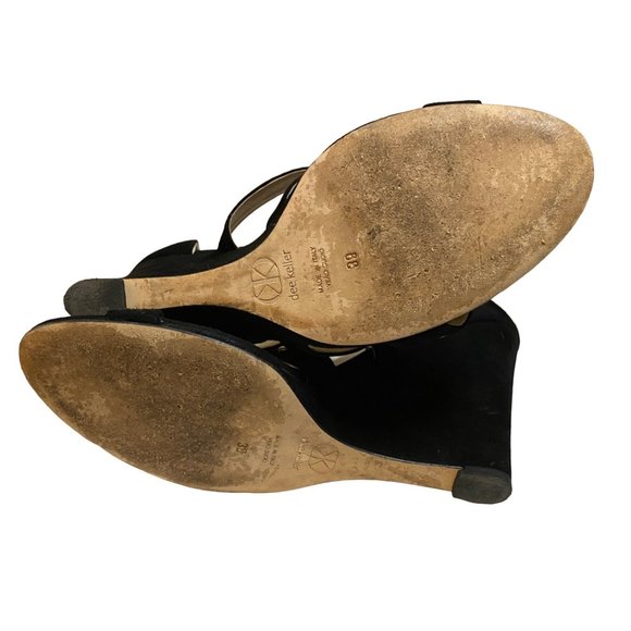 dee keller black strappy studded wedges made‎ in Italy Sz 39(8.5) - Picture 5 of 9